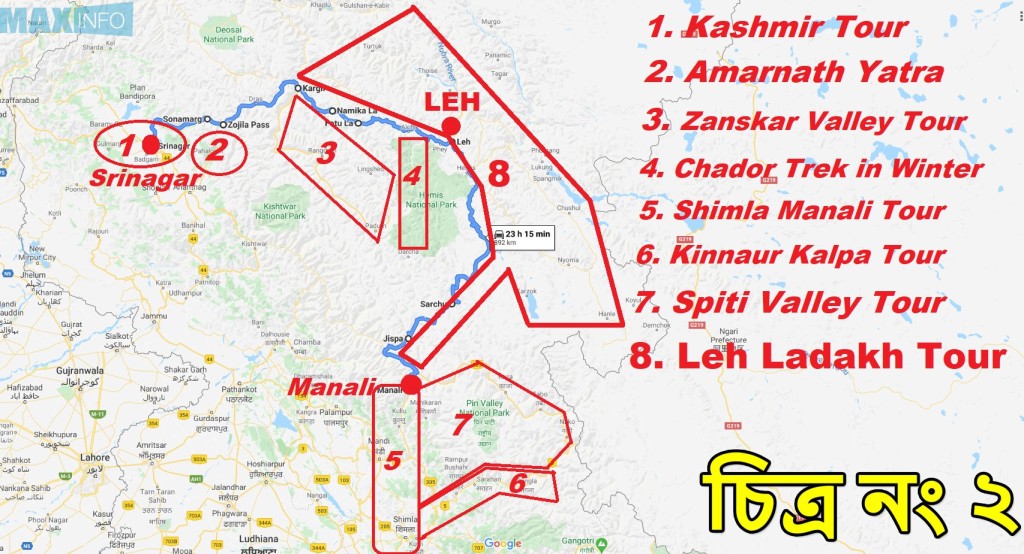 8 Different Tour between Srinagar and Manali